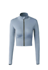 Poleron crop con cierre azul