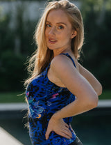 Polera tankini básico estampado azul