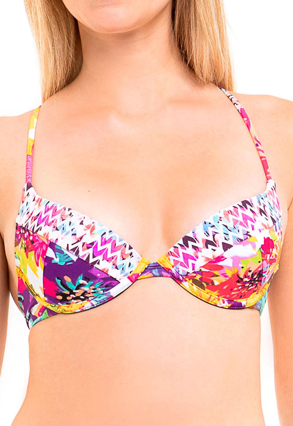 Bikini sostén con amarras estampado amarillo