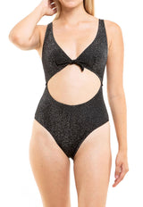Trikini con nudo ajustable negro brillante