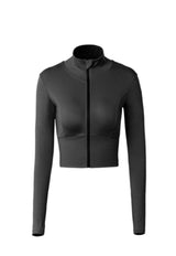 Poleron crop con cierre negro