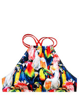 Bikini peto cruzado estampado loros
