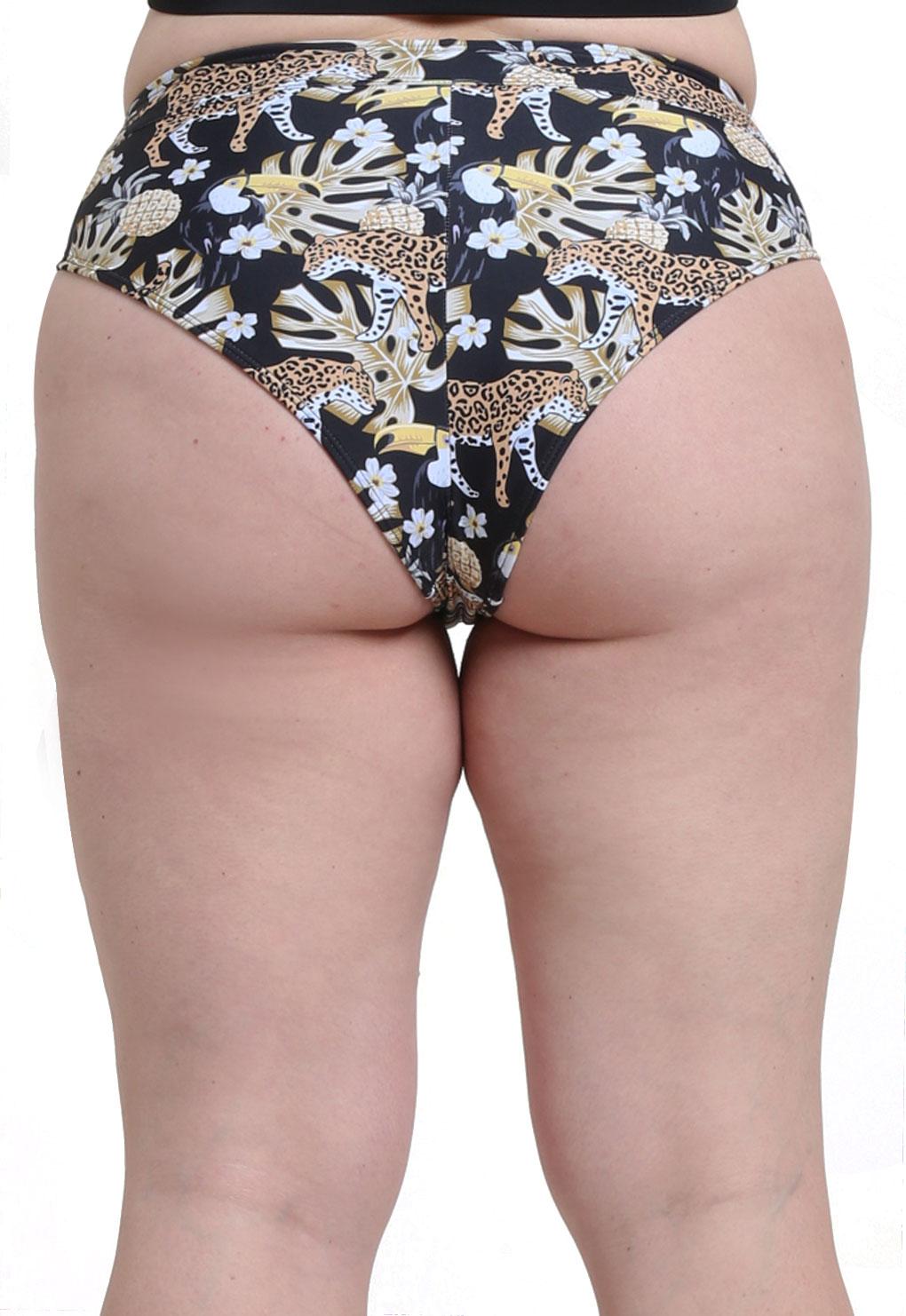 Bikini calzón alto con pretina estampado amarillo