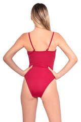 Trikini con doble nudo color rojo