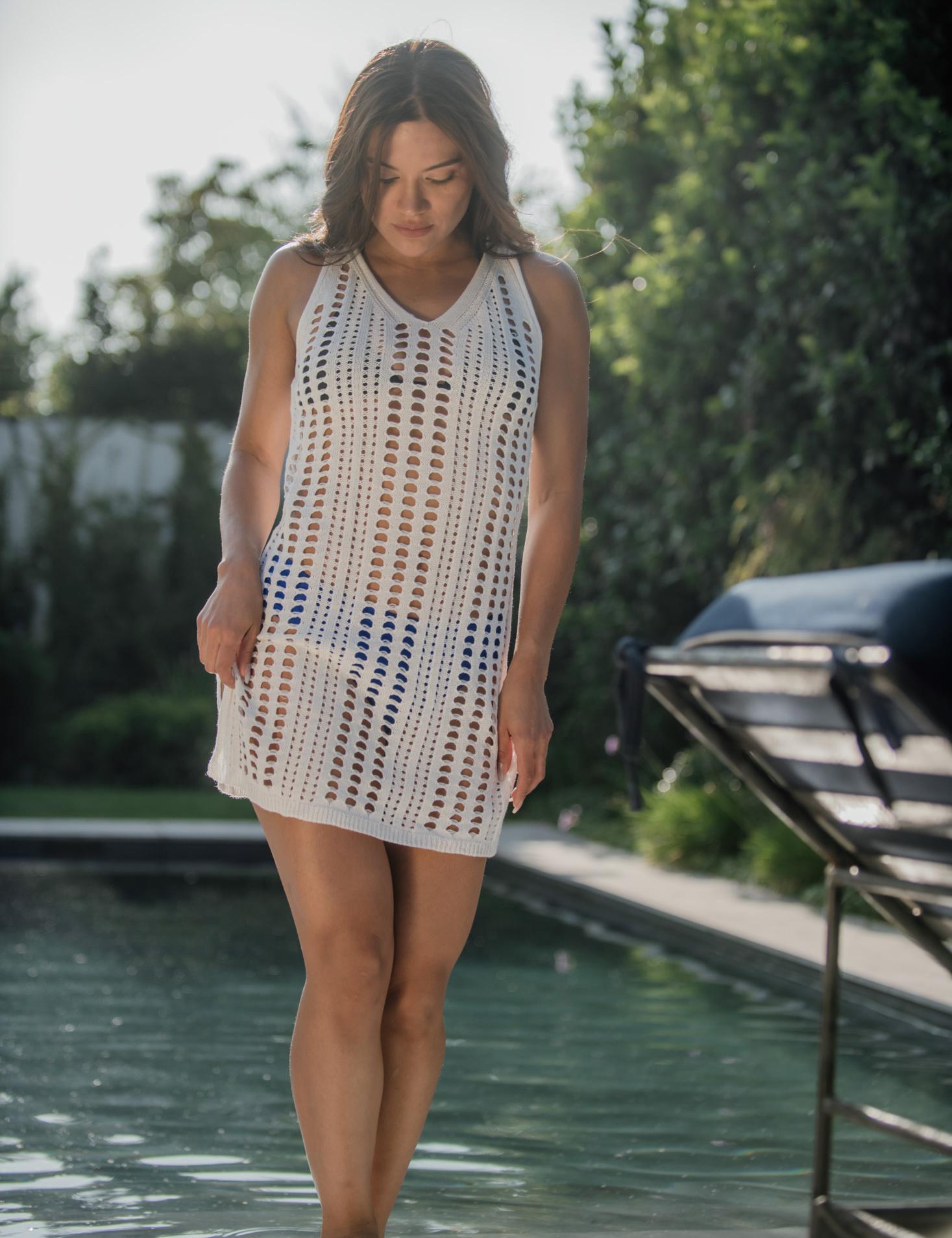 Salida de playa vestido tiras largo blanco