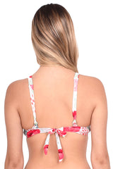 Red printed push-up bikini with knot