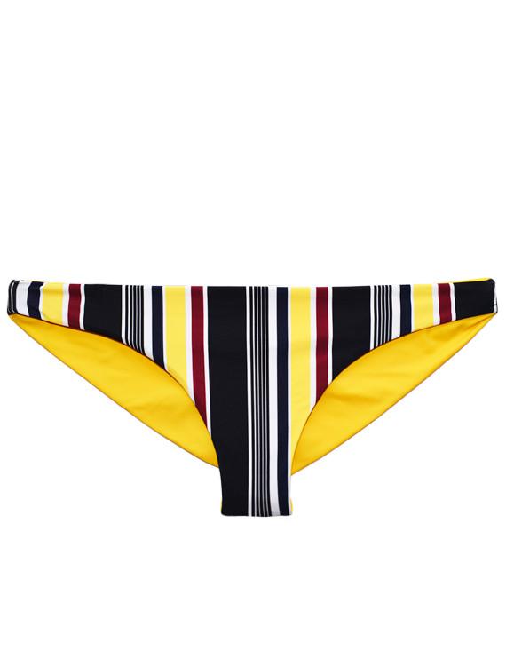 Yellow printed draped back bikini briefs