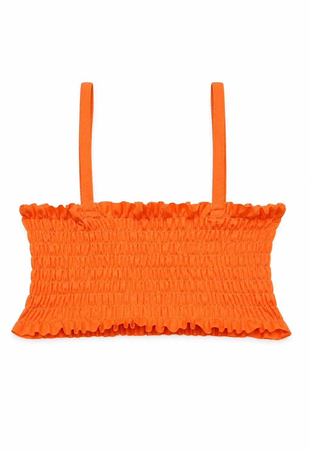 Top de bikini para niña con fruncido y tirantes Naranja