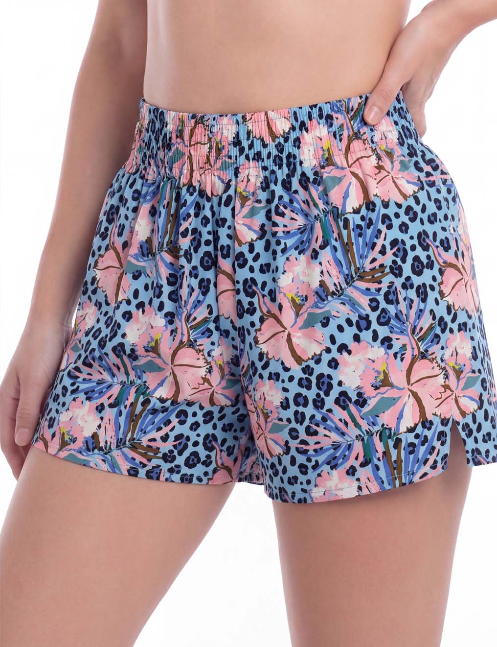 Short de playa mujer secado rapido estampado celeste