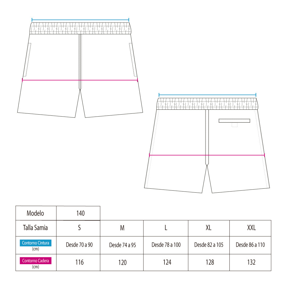 Traje de baño short corto mujer estampado celeste secado rapido