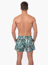 Traje de baño corto hombre estampado celeste secado rapido
