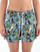 Traje de baño short corto mujer estampado celeste secado rapido