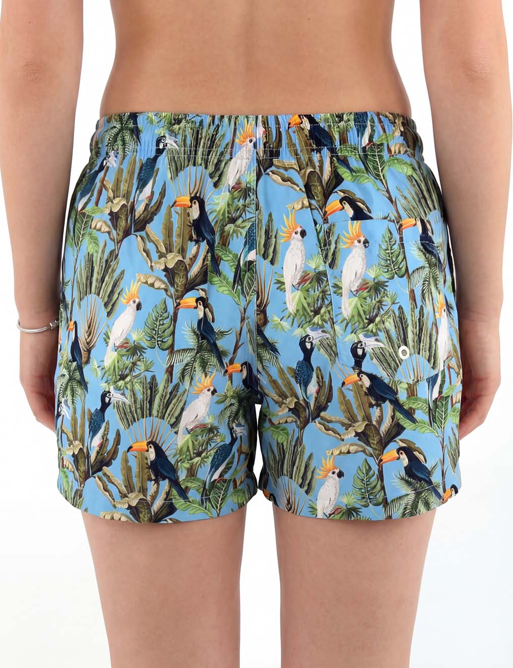 Traje de baño short corto mujer estampado celeste secado rapido