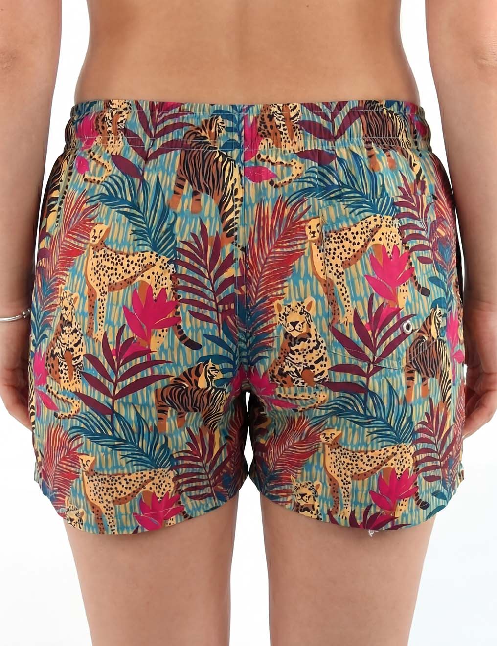 Traje de baño short corto mujer estampado amarillo