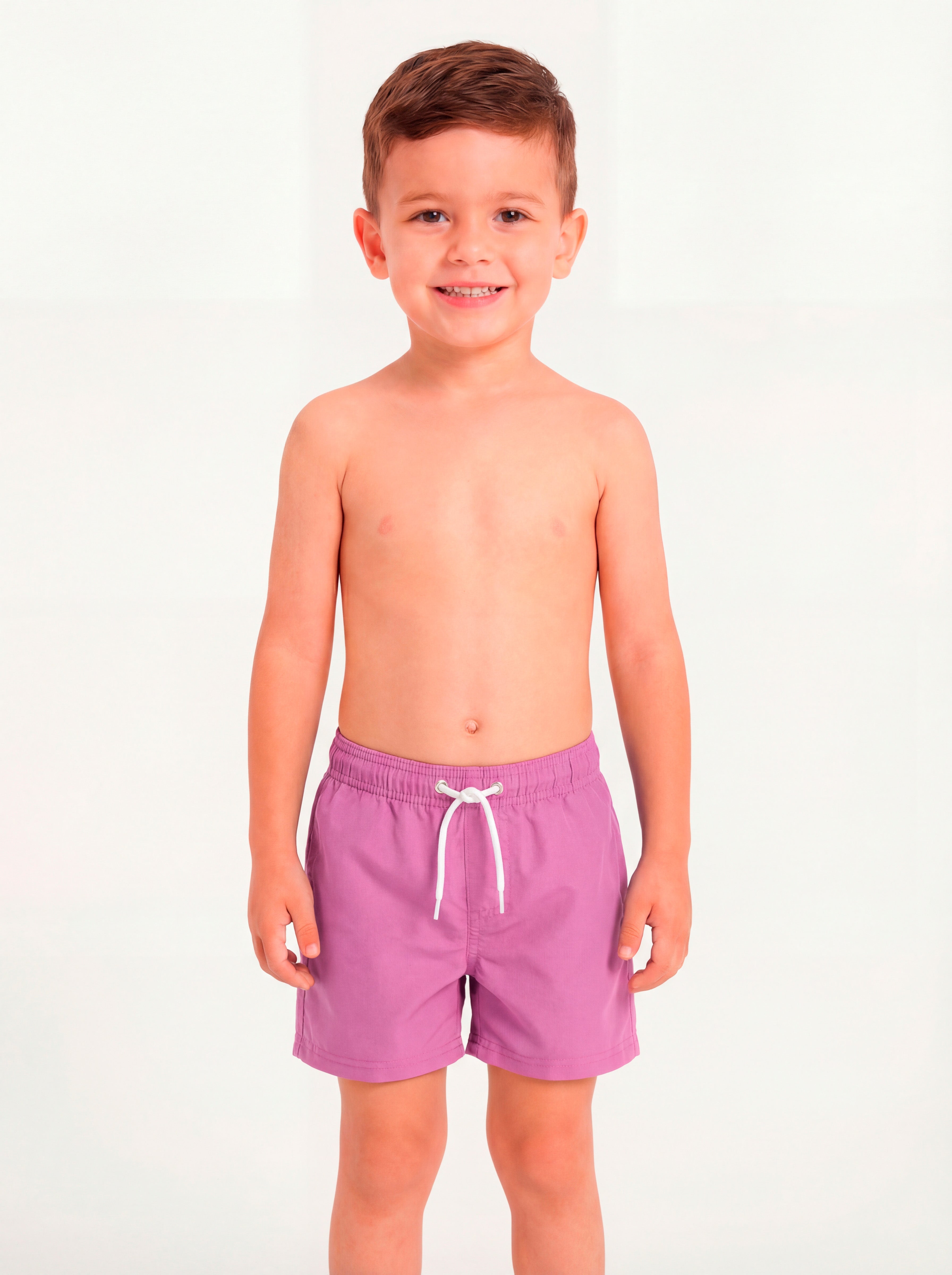 Traje de baño morado short sin malla niño