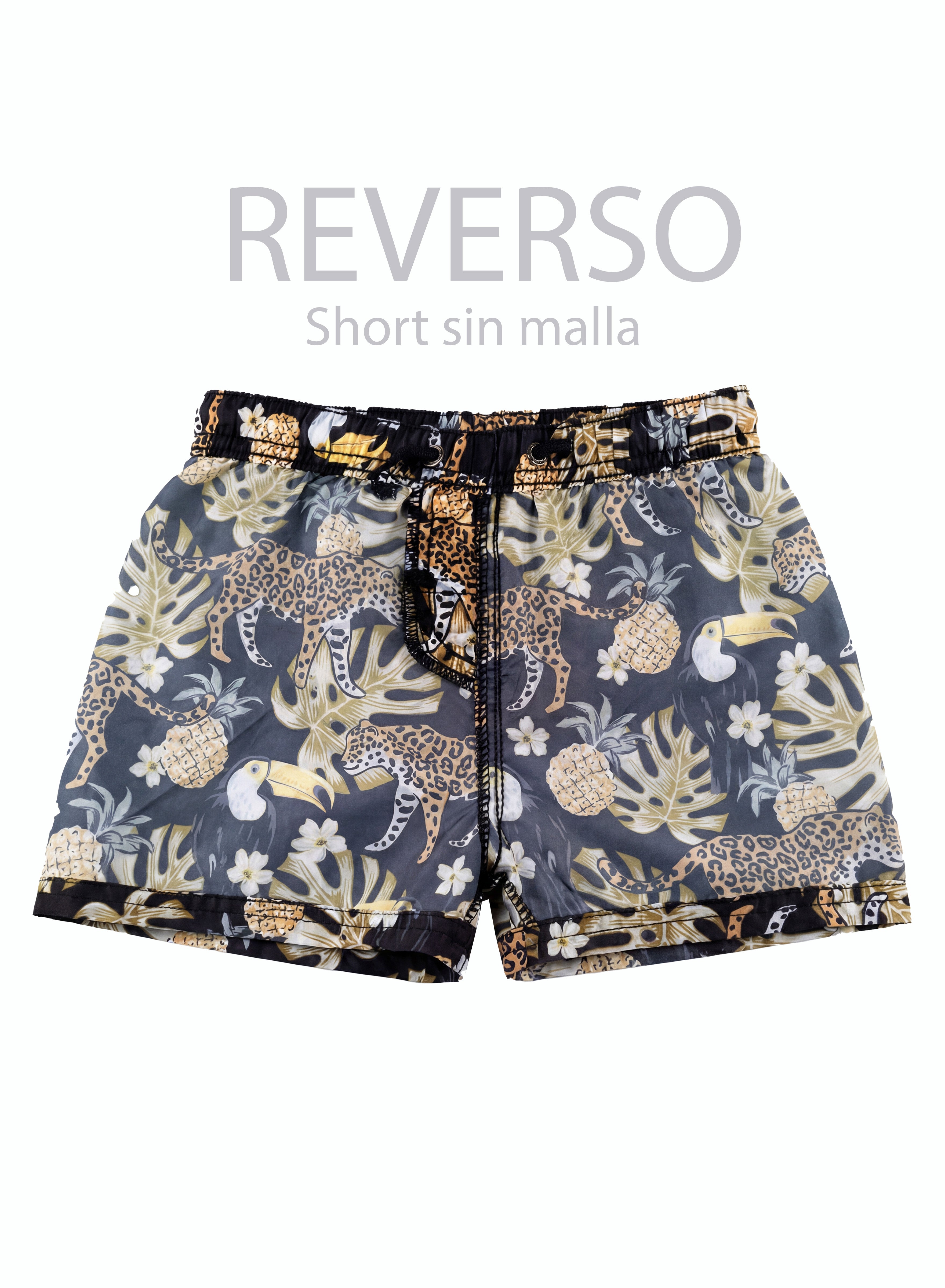 Traje De Baño Estampado Negro Short Sin Malla Niño