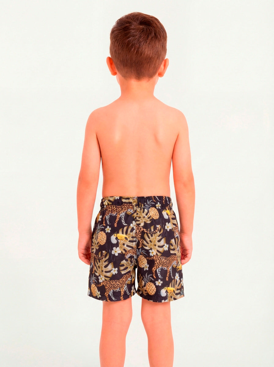 Traje De Baño Estampado Negro Short Sin Malla Niño