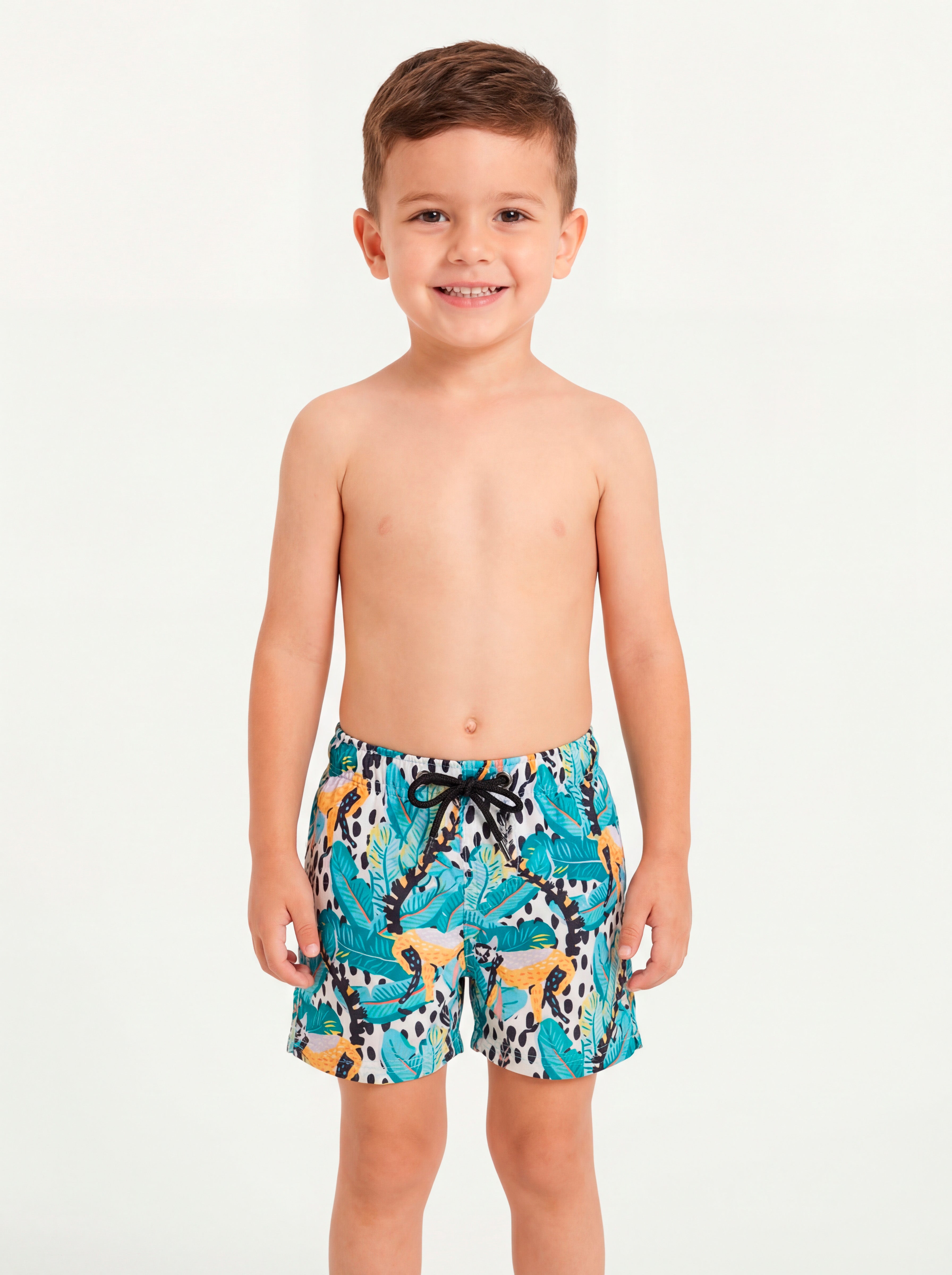 Traje De Baño Estampado Animales Short Sin Malla Niño