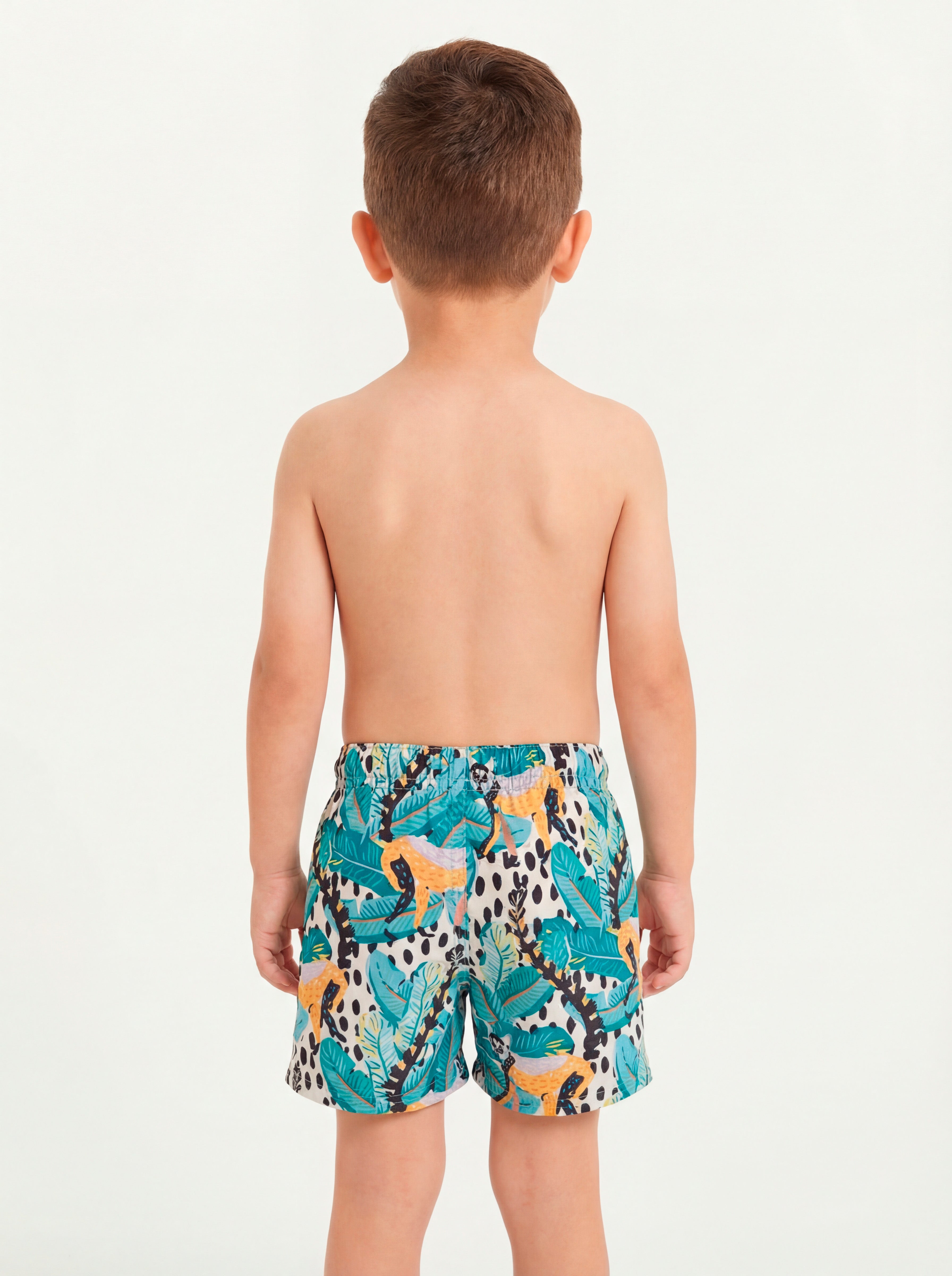 Traje De Baño Estampado Animales Short Sin Malla Niño