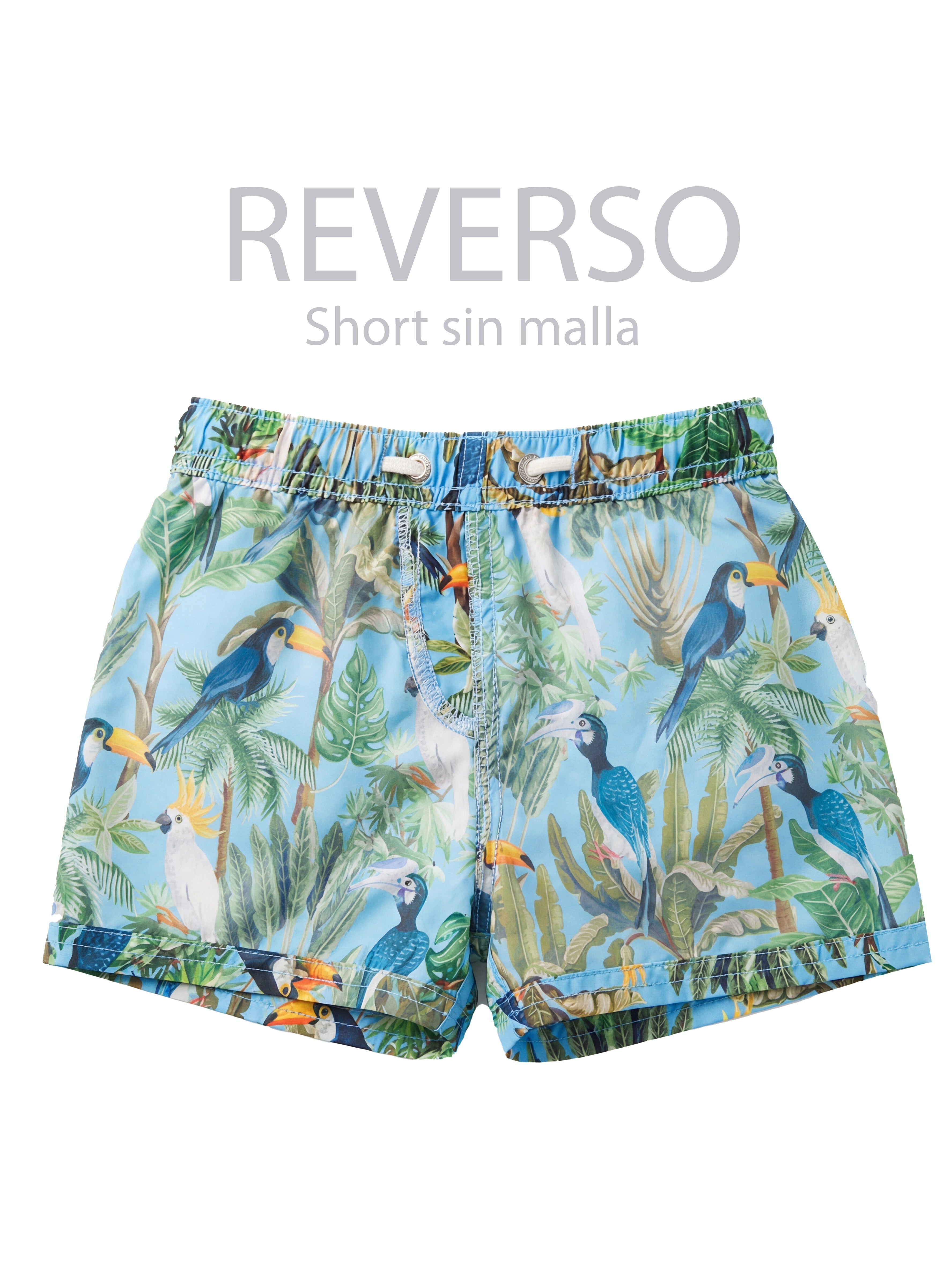 Traje De Baño Estampado Celeste Short Sin Malla Niño