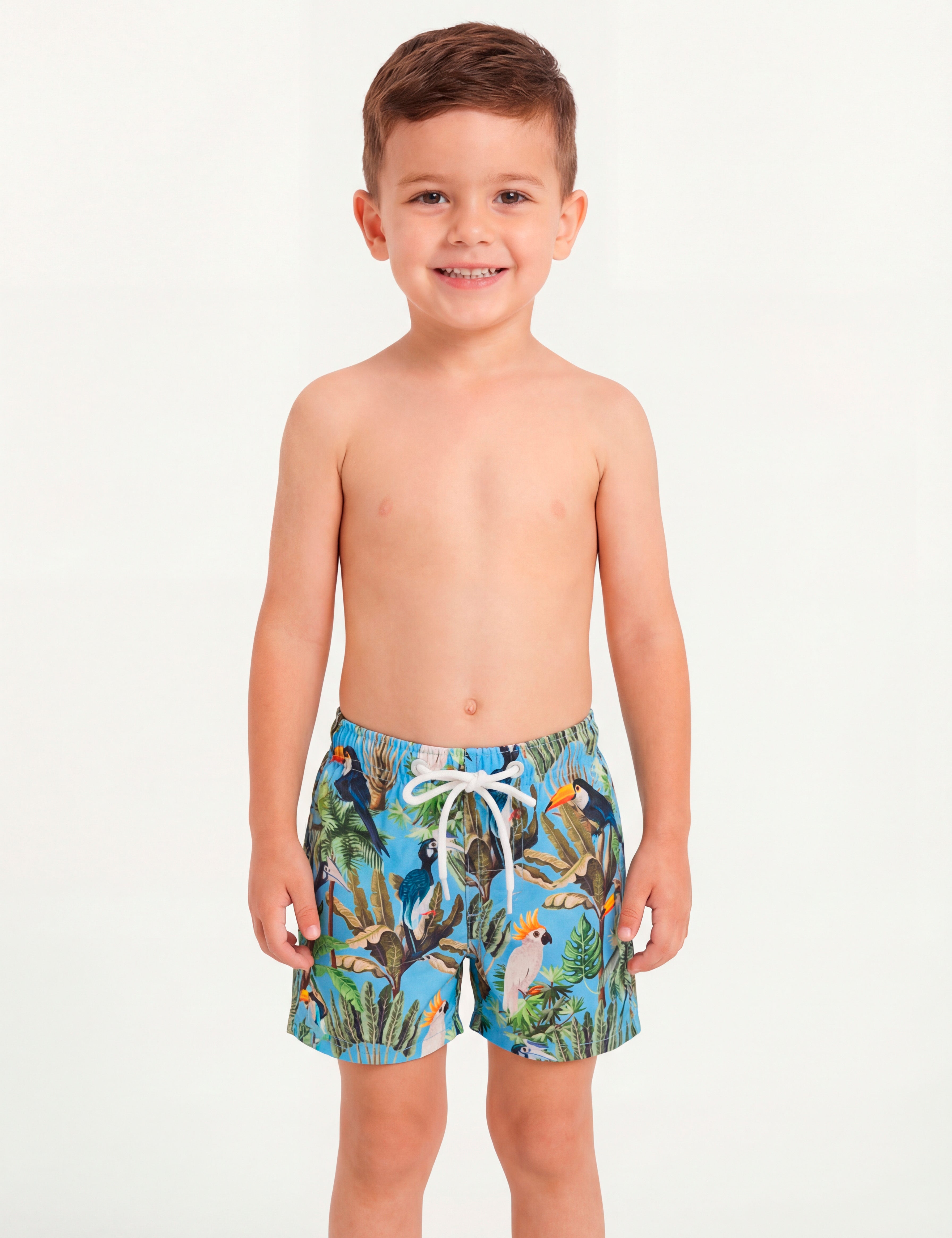 Traje De Baño Estampado Celeste Short Sin Malla Niño