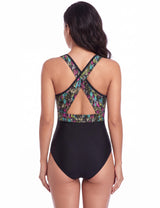 Deportivo para busto grande negro con estampado verde