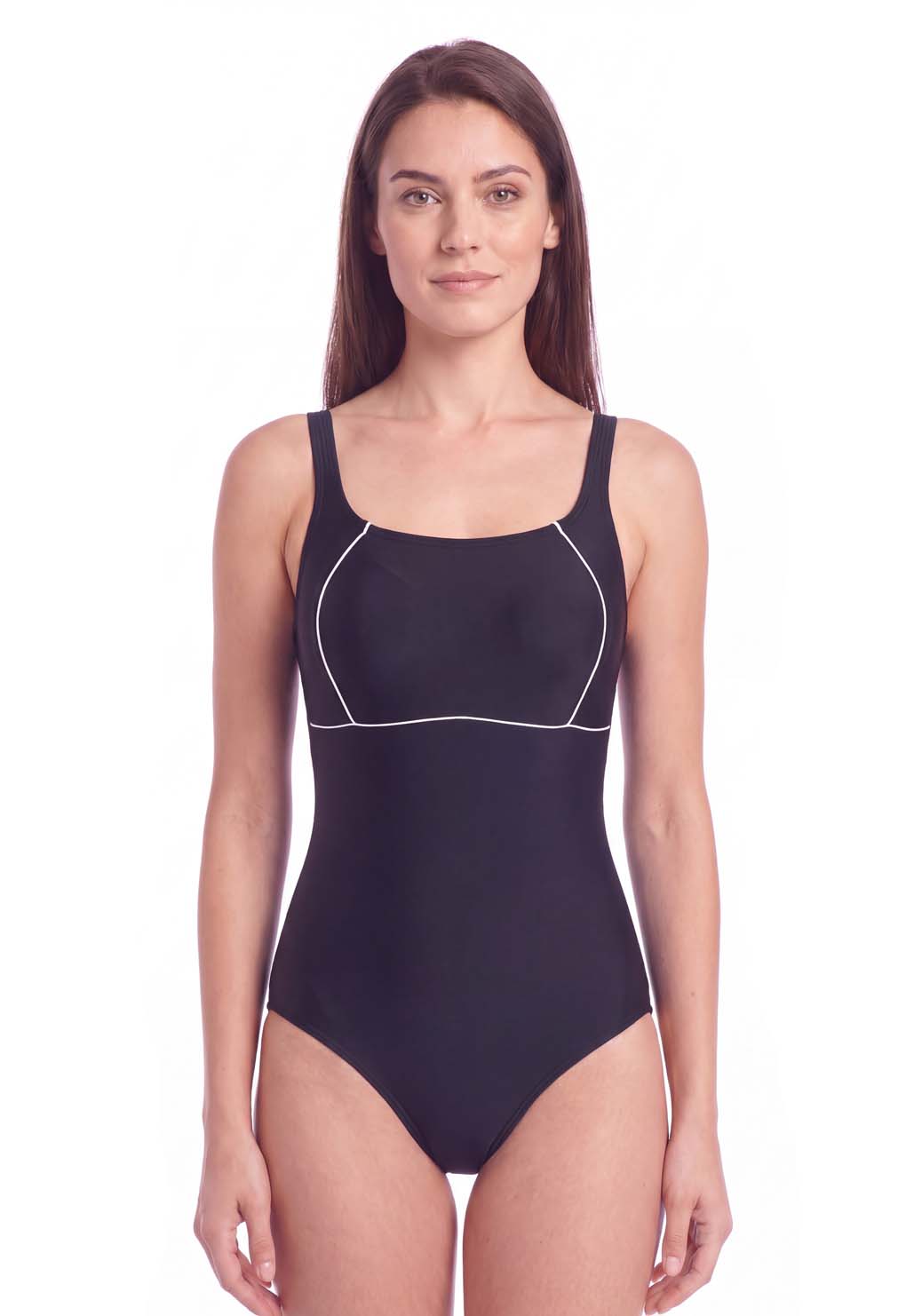 Traje De Baño Deportivo negro con blanco