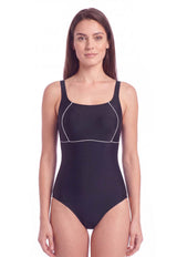 Traje De Baño Deportivo negro con blanco