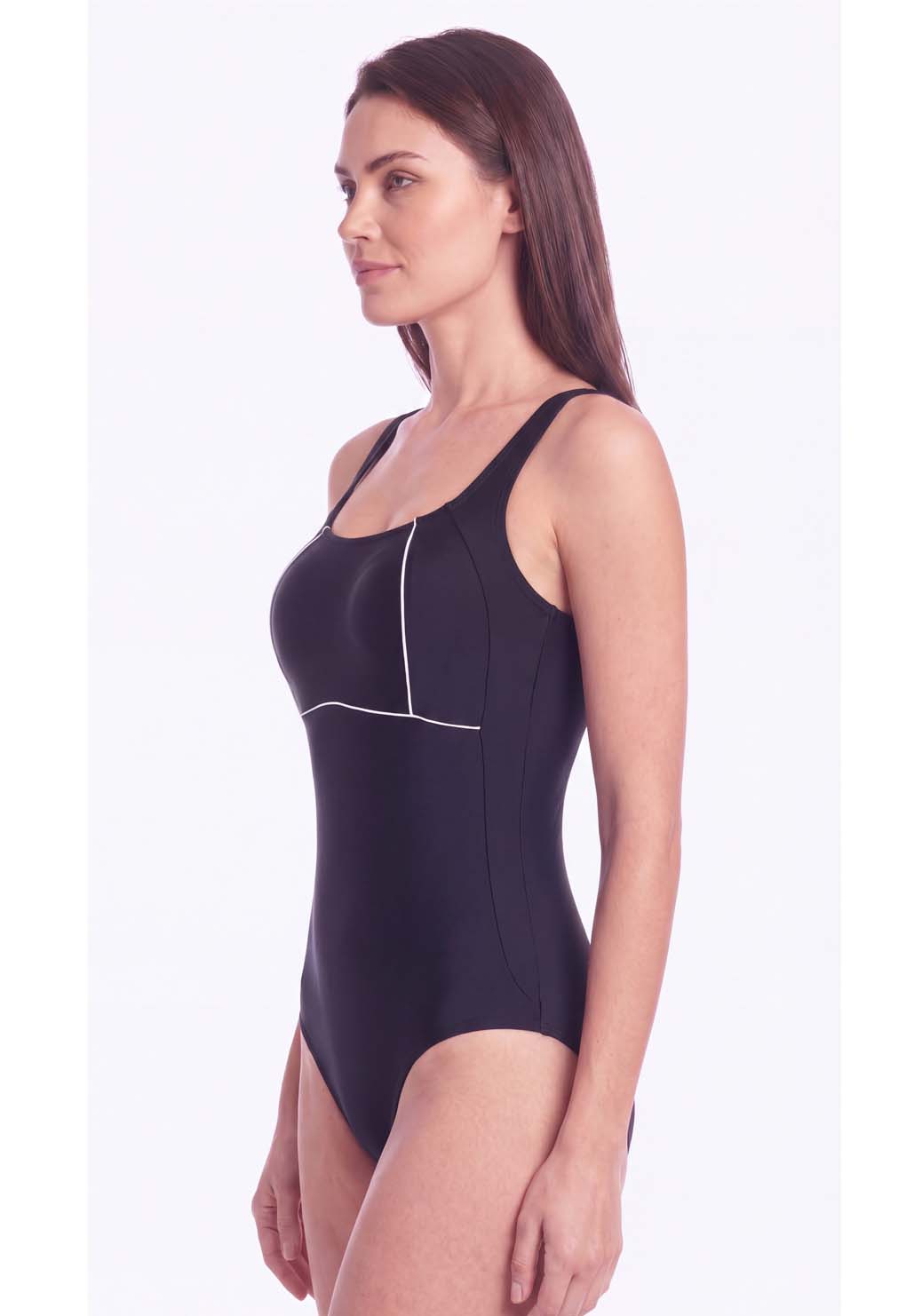 Traje De Baño Deportivo negro con blanco