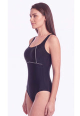 Traje De Baño Deportivo negro con blanco