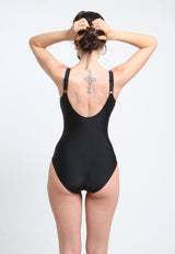 Traje De Baño Deportivo Material Resistente Diseño Costado Morado