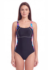 Traje De Baño Deportivo Deportivo estampado negro