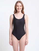 Traje de Baño Deportivo Negro Ajuste Perfecto Corte Espalda en V