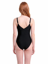 Traje de Baño Deportivo Negro Ajuste Perfecto Corte Espalda en V