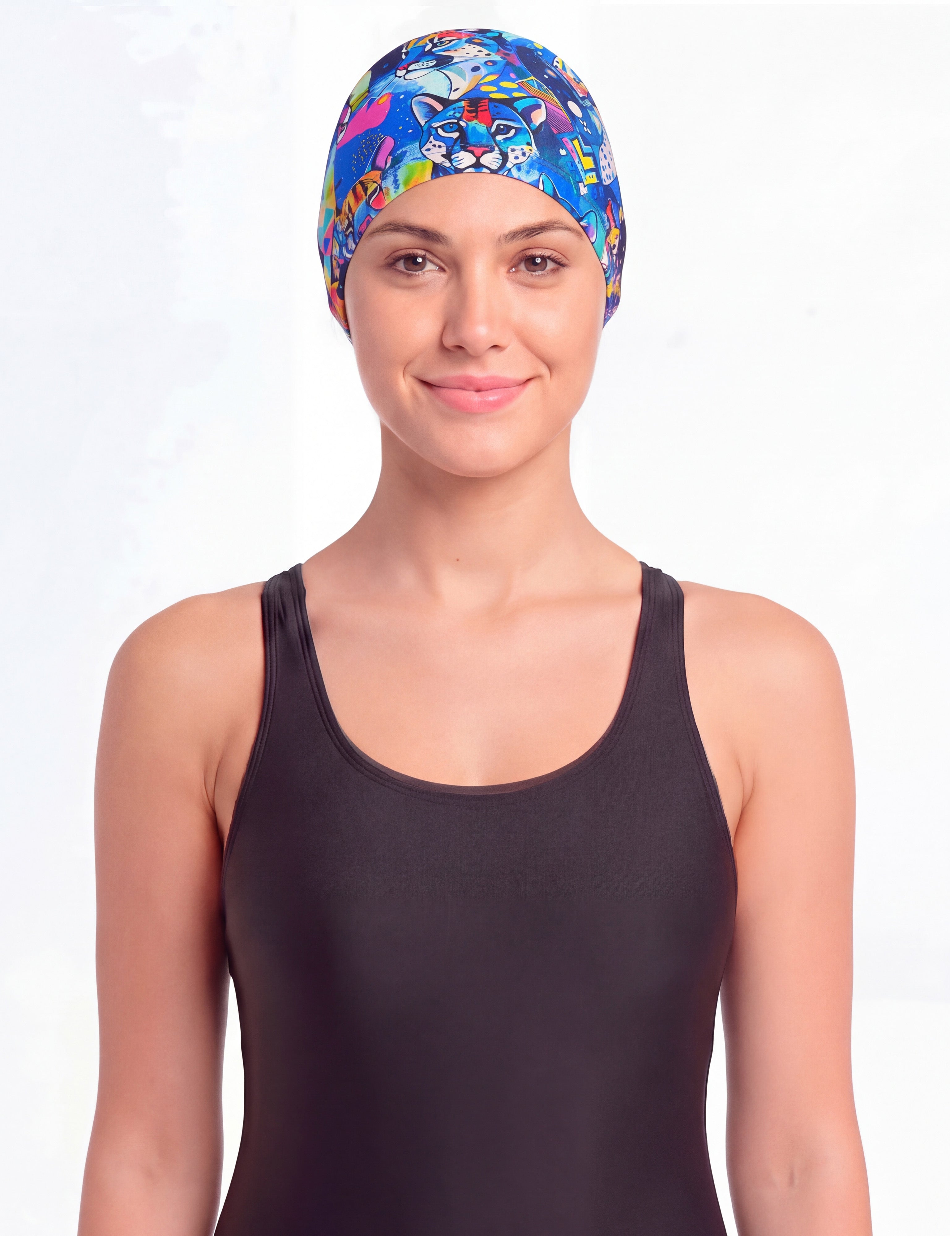 Gorros de natación de lycra estampados por mayor sobre 12 unidades