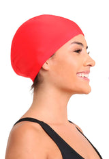 Gorro de natación de lycra rojo