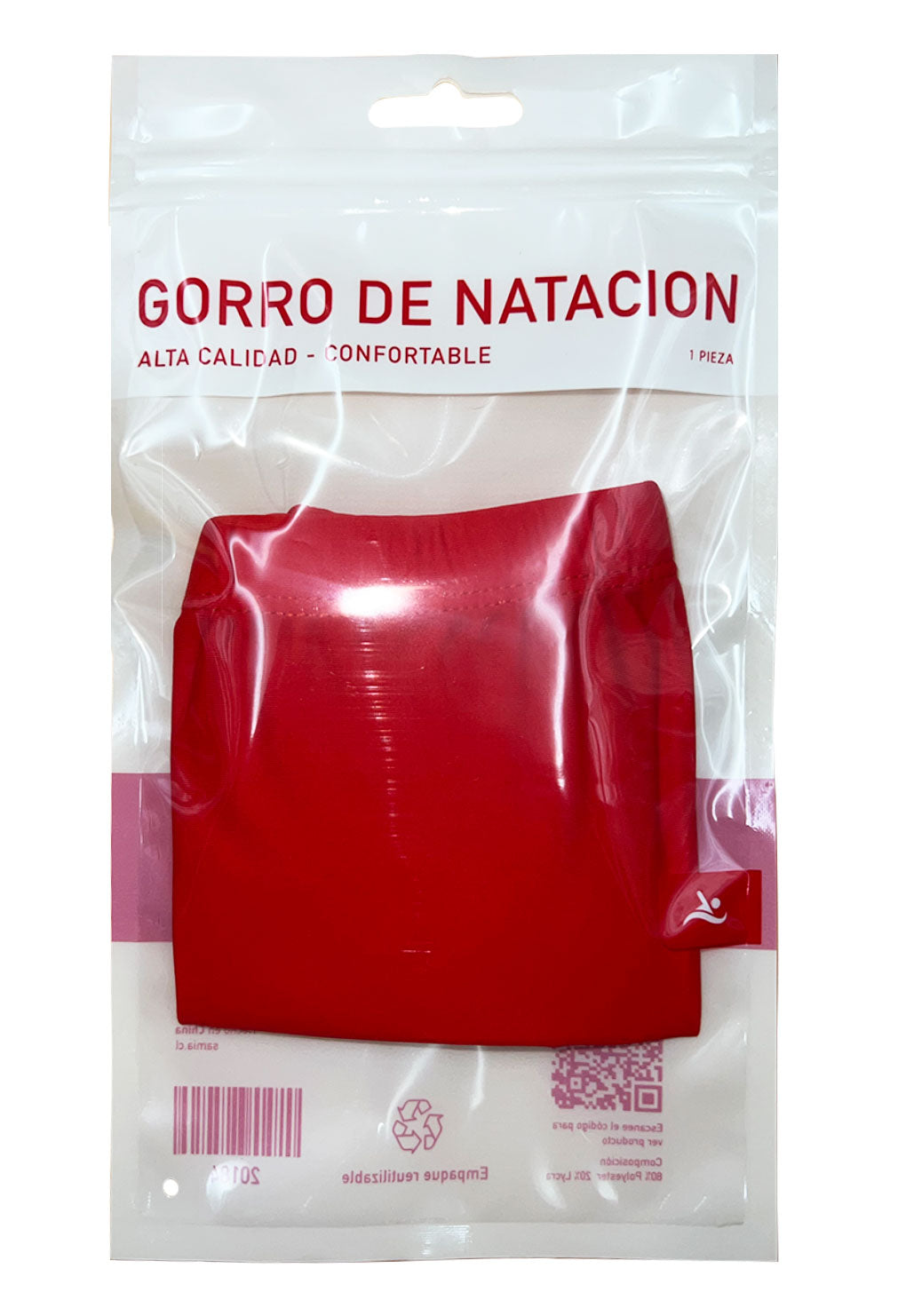 Gorro de natación de lycra rojo