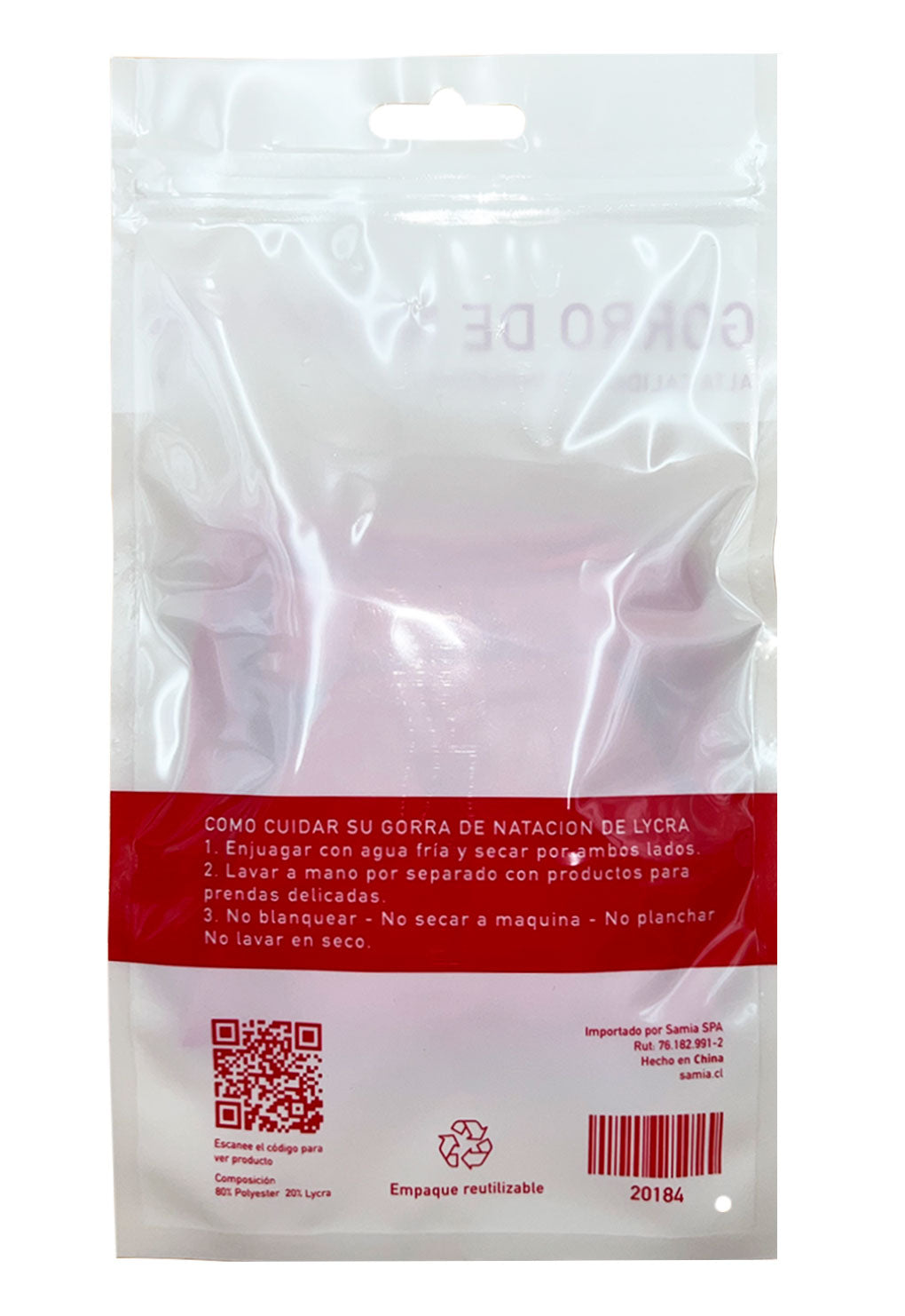 Gorro de natación de lycra rojo