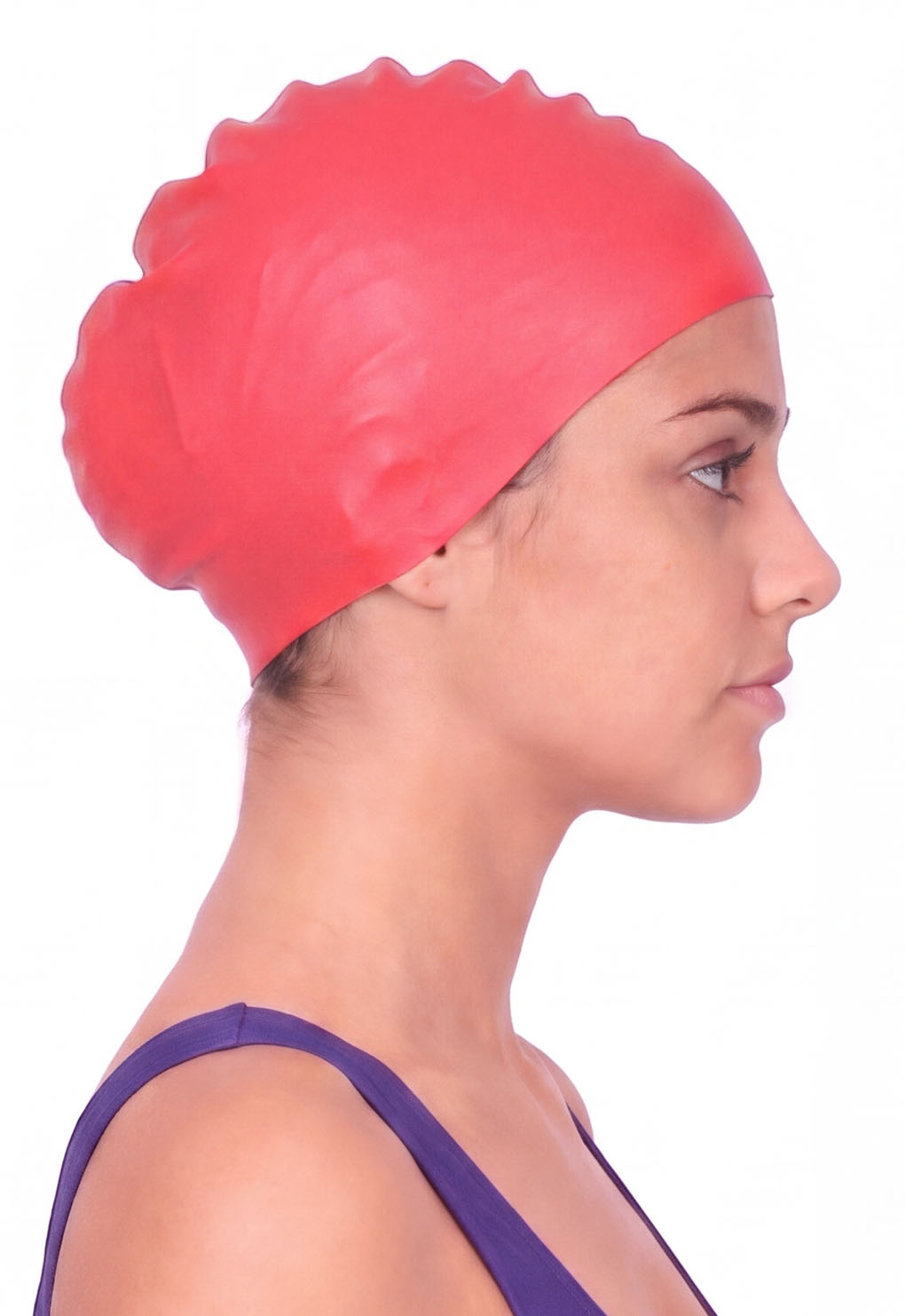 Gorro de natación de silicona rojo