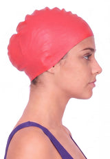 Gorro de natación de silicona rojo