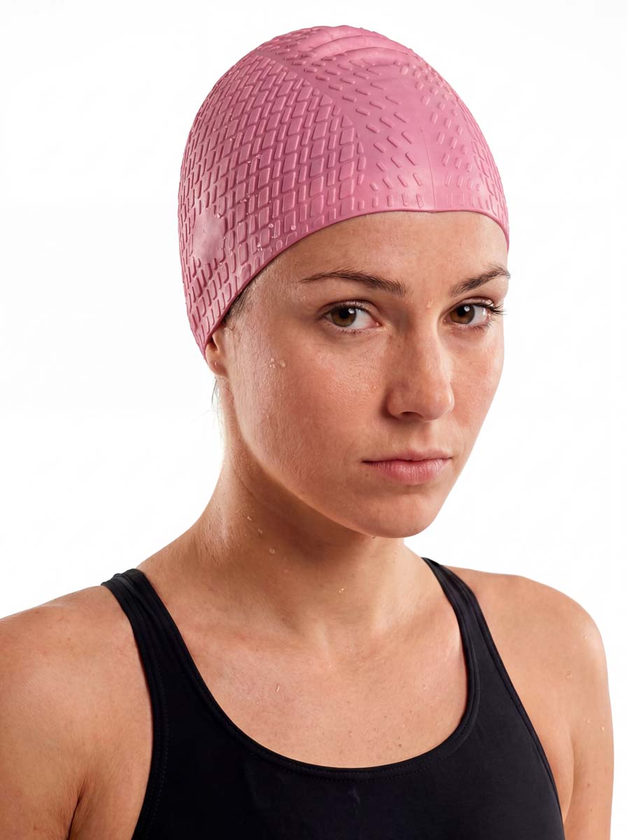 Gorro goma grande natación rosado