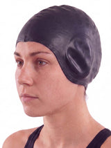 Gorro goma orejas natación negro