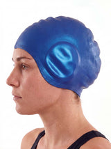 Gorro goma orejas natación azul
