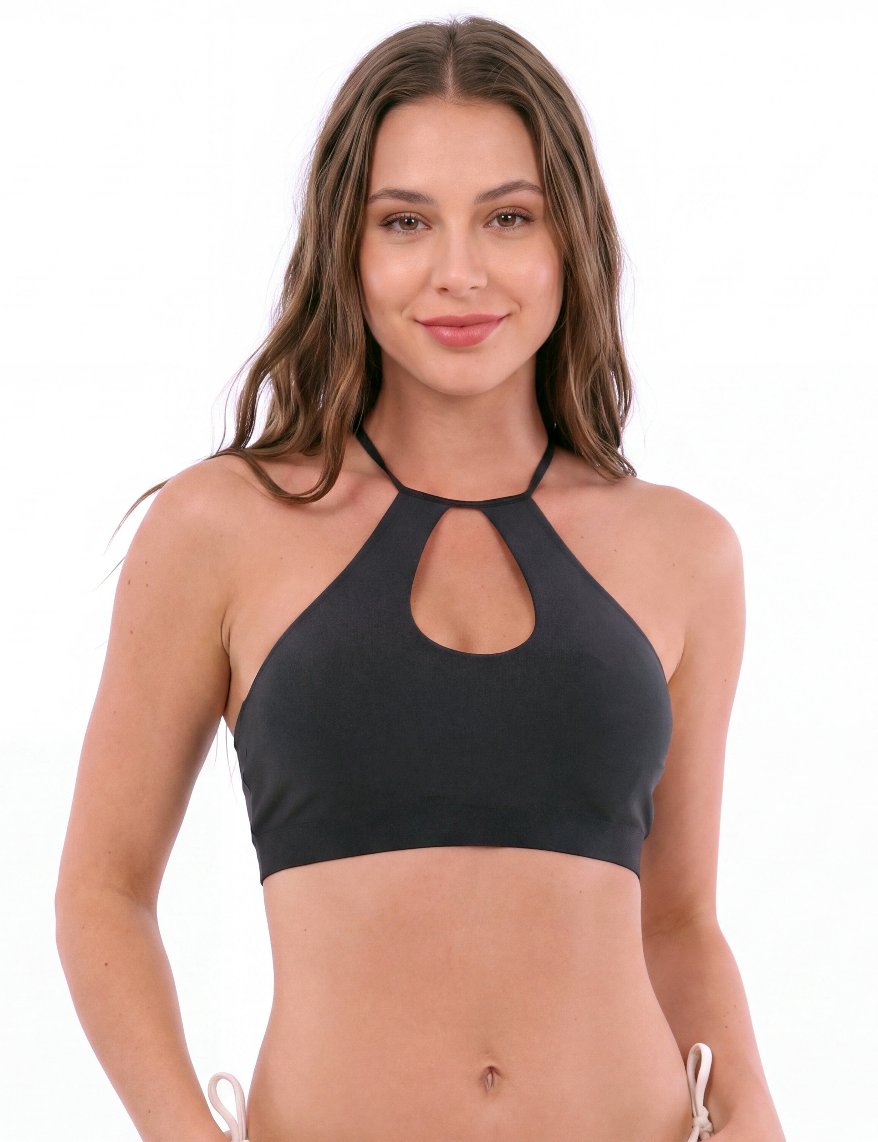 Bikini Peto Halter con Escote Gota Negro