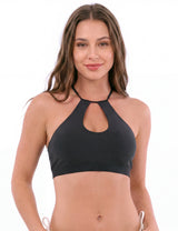 Bikini Peto Halter con Escote Gota Negro