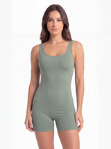Traje de baño mujer natación pierna corta elástico verde