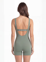 Traje de baño mujer natación pierna corta elástico verde