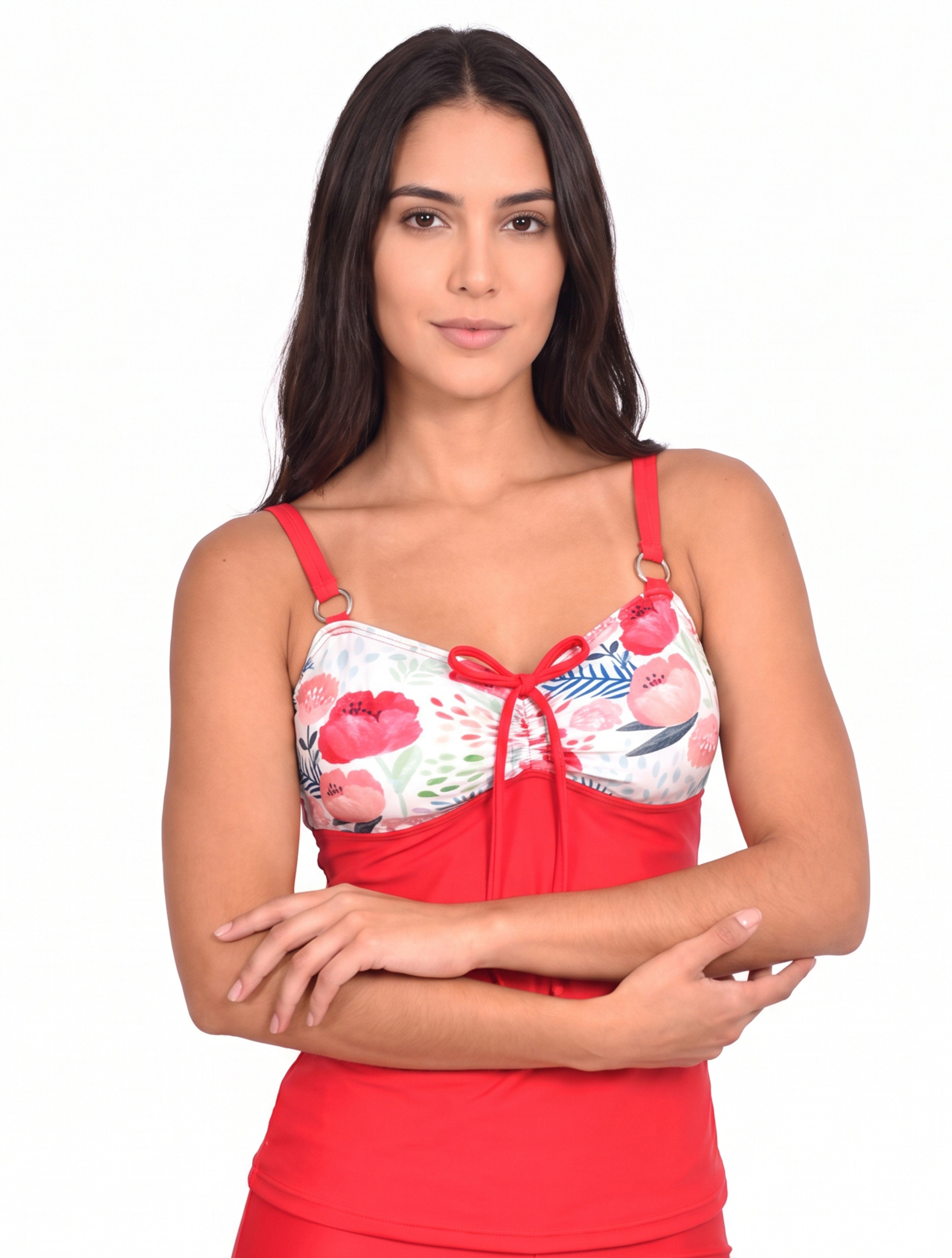 Tankini reductor estampado rojo