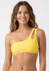 Top de bikini con un hombro amarillo
