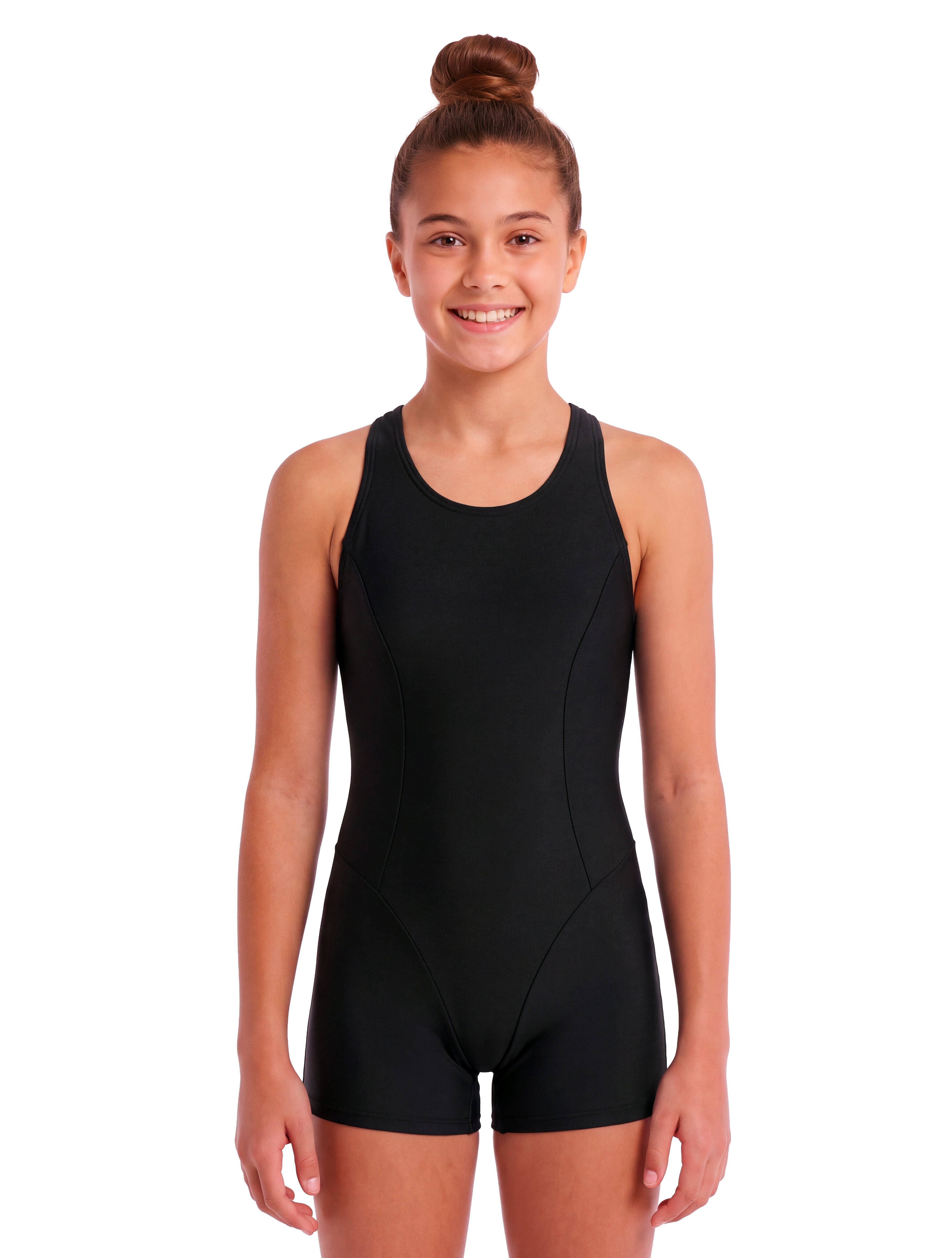 Traje de baño natación niña con pierna negro (temporada pasada)